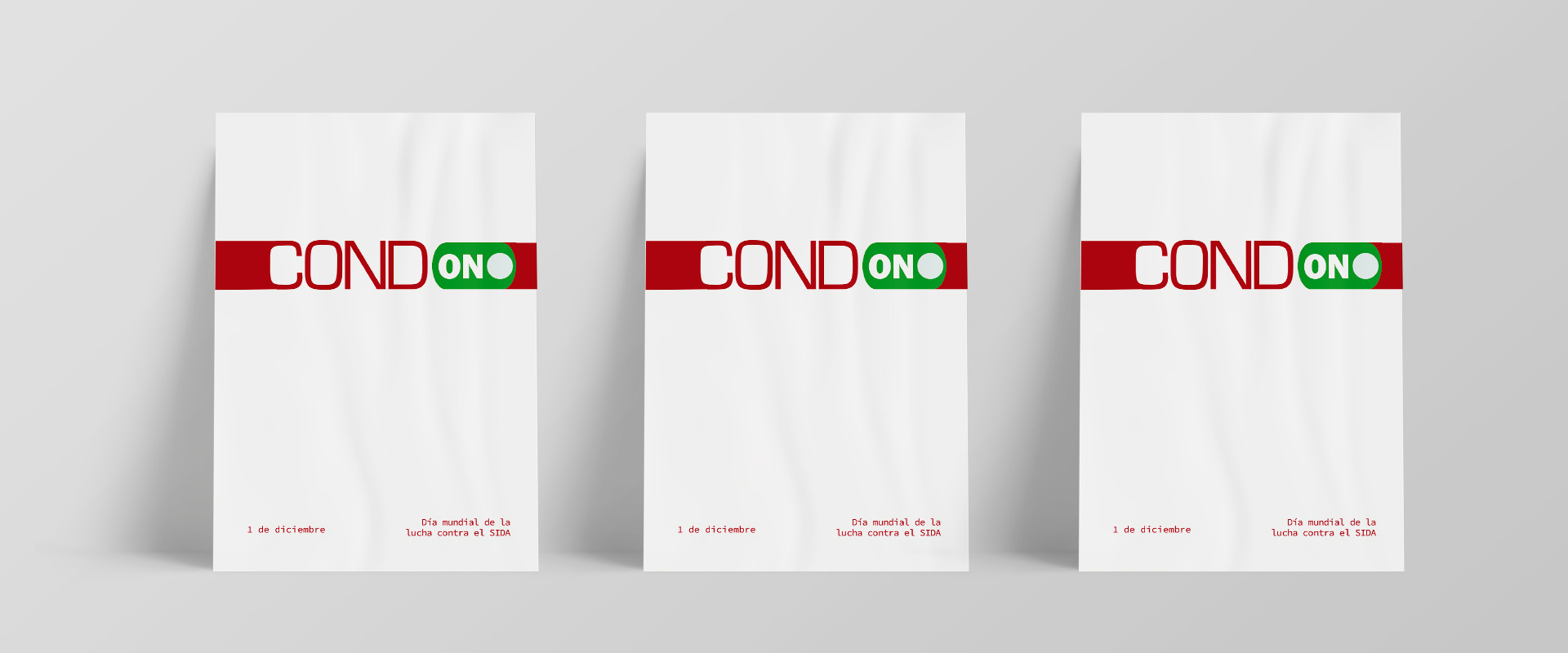 Mock up que muestra repetido tres veces el cartel de concienciación contra el VIH