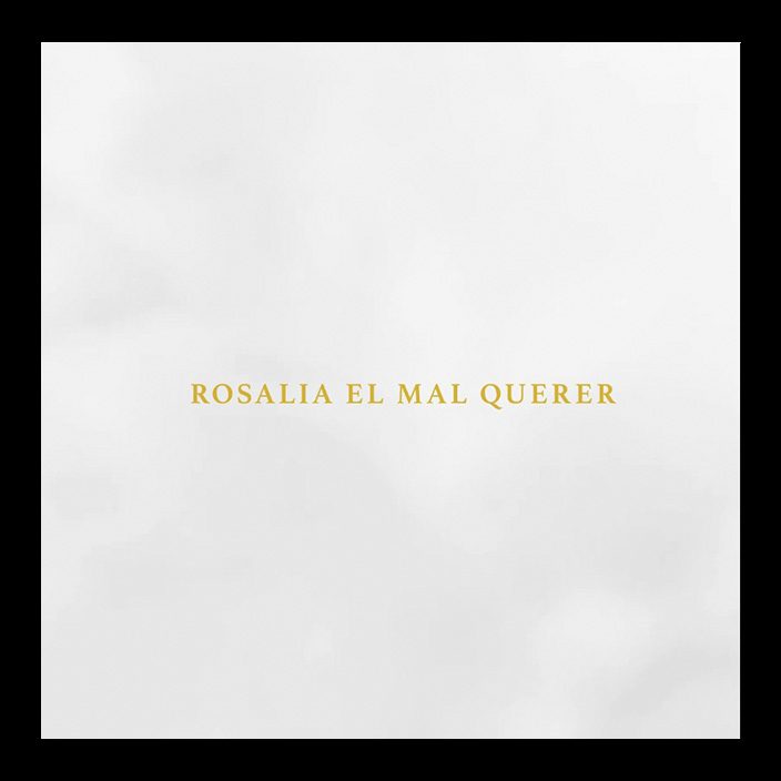 Título del álbum de Rosalía El Mal Querer sobre un fondo de nubes